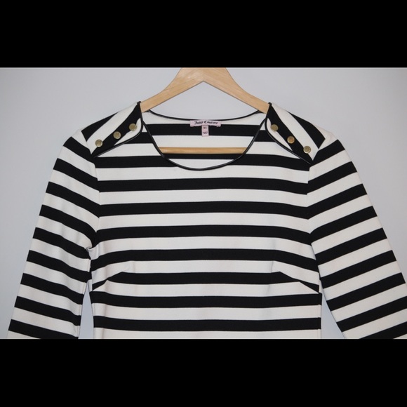 Juicy couture black/white long sleeve stripe dress - Picture 6 of 7